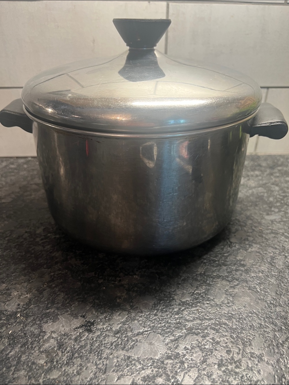 4qt Farberware Stainless Steel Covered Stockpot with Black Handles -